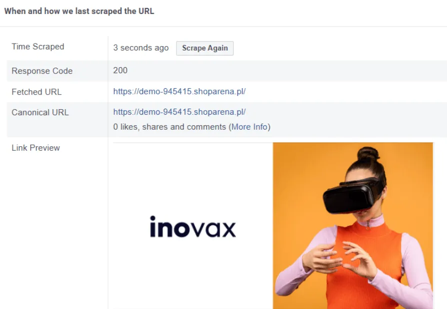 Facebook Sharing Debugger - odświeżanie cache OG Image